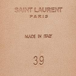 Saint Laurent Silver Leather Tribute Flat Slides Size 39