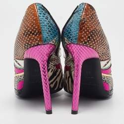 Saint Laurent Multicolor Snakeskin and Calf Hair Anja Pumps Size 38