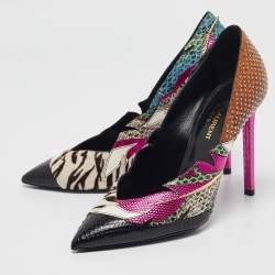 Saint Laurent Multicolor Snakeskin and Calf Hair Anja Pumps Size 38