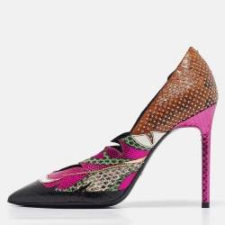 Saint Laurent Multicolor Snakeskin and Calf Hair Anja Pumps Size 38