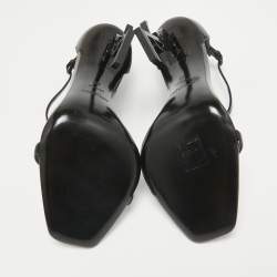 Pre Owned Saint Laurent Black Patent Leather Opyum Ankle Strap Sandals Size 39