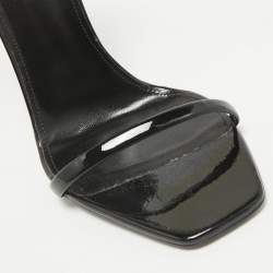 Pre Owned Saint Laurent Black Patent Leather Opyum Ankle Strap Sandals Size 39