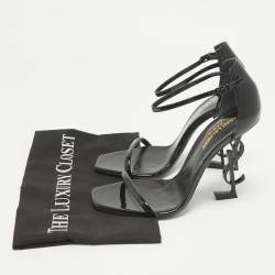 Pre Owned Saint Laurent Black Patent Leather Opyum Ankle Strap Sandals Size 39
