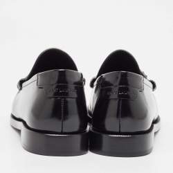 Pre Owned Saint Laurent Black Brushed Leather Penny Loafers Size 38.5