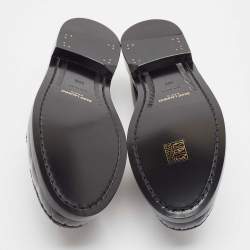 Pre Owned Saint Laurent Black Brushed Leather Penny Loafers Size 38.5