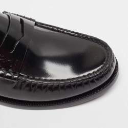 Pre Owned Saint Laurent Black Brushed Leather Penny Loafers Size 38.5