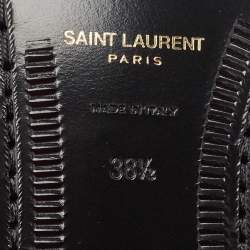 Pre Owned Saint Laurent Black Brushed Leather Penny Loafers Size 38.5