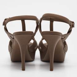 Pre Owned Saint Laurent Brown Leather Tribute Sandals Size 40