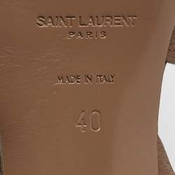 Pre Owned Saint Laurent Brown Leather Tribute Sandals Size 40
