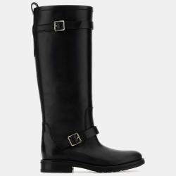 Saint Laurent Black Leather River Boots EU 37.5