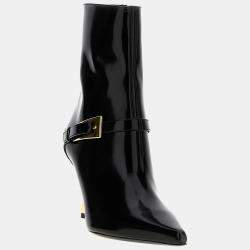 Saint Laurent Black Patent Leather Lee Ankle Boots EU 37