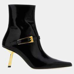 Saint Laurent Black Patent Leather Lee Ankle Boots EU 37