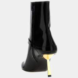 Saint Laurent Black Patent Leather Lee Ankle Boots EU 37