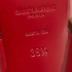 Pre Owned Saint Laurent Red Leather Tribute Platform Sandals Size 38.5