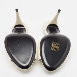 Pre Owned Saint Laurent White Leather  La 16 Slide Sandals Size 35.5