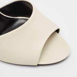 Pre Owned Saint Laurent White Leather  La 16 Slide Sandals Size 35.5