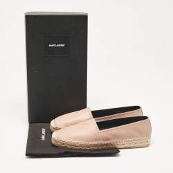 Saint Laurent Beige Leather Espadrille Loafers Size 38