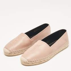 Saint Laurent Beige Leather Espadrille Loafers Size 38