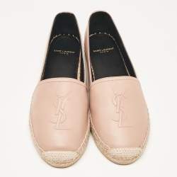 Saint Laurent Beige Leather Espadrille Loafers Size 38