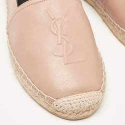 Saint Laurent Beige Leather Espadrille Loafers Size 38