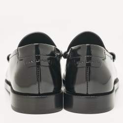 Pre Owned Saint Laurent Black Brushed Leather Penny Loafers Size 37