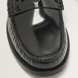 Pre Owned Saint Laurent Black Brushed Leather Penny Loafers Size 37