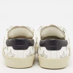 Pre Owned Saint Laurent White/Silver Leather Court Classic Star Sneakers Size 38.5