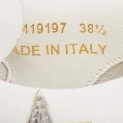 Pre Owned Saint Laurent White/Silver Leather Court Classic Star Sneakers Size 38.5