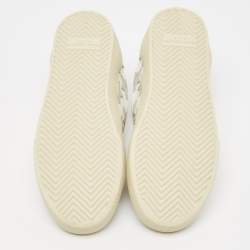 Pre Owned Saint Laurent White/Silver Leather Court Classic Star Sneakers Size 38.5