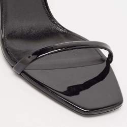 Pre Owned Saint Laurent Black Patent Leather Opyum Sandals Size 38.5