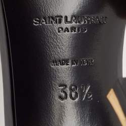 Pre Owned Saint Laurent Black Patent Leather Opyum Sandals Size 38.5