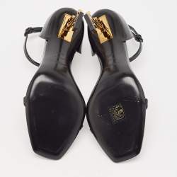 Pre Owned Saint Laurent Black Patent Leather Opyum Sandals Size 38.5