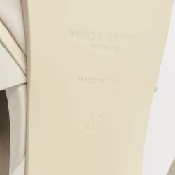 Saint Laurent White Leather Tribute Platform Sandals Size 39