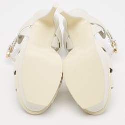 Saint Laurent White Leather Tribute Platform Sandals Size 39