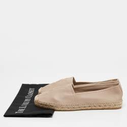Pre Owned Saint Laurent Beige Leather Cassandra Espadrille Flats Size 39