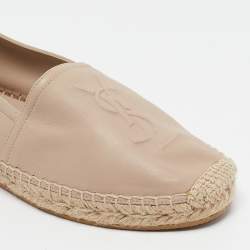 Pre Owned Saint Laurent Beige Leather Cassandra Espadrille Flats Size 39
