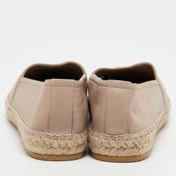 Pre Owned Saint Laurent Beige Leather Cassandra Espadrille Flats Size 39