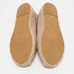 Pre Owned Saint Laurent Beige Leather Cassandra Espadrille Flats Size 39
