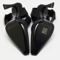 Saint Laurent Black Satin Claude Slingback Pumps Size 38.5