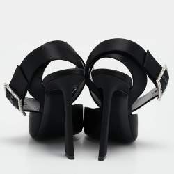 Saint Laurent Black Satin Claude Slingback Pumps Size 38.5