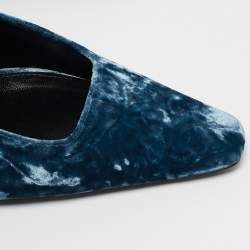Saint Laurent Blue Velvet Blade Slingback Pumps Size 38.5