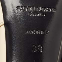 Pre Owned Saint Laurent Cream Leather Kiss Slingback Pumps Size 39