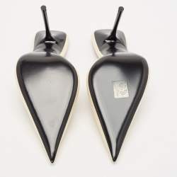 Pre Owned Saint Laurent Cream Leather Kiss Slingback Pumps Size 39