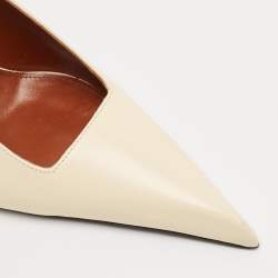 Pre Owned Saint Laurent Cream Leather Kiss Slingback Pumps Size 39