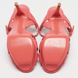 Saint Laurent Coral Pink Leather Tribute Sandals Size 39