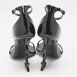 Pre Owned Saint Laurent Black Patent Leather Opyum Sandals Size 39.5