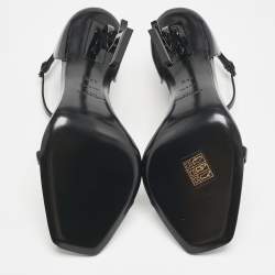 Pre Owned Saint Laurent Black Patent Leather Opyum Sandals Size 39.5