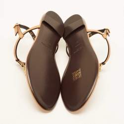 Saint Laurent Brown Leather Cassandra Flat Sandals Size 37