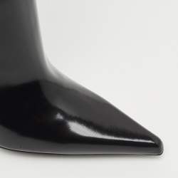Saint Laurent Black Glazed Leather Vendome Knee Length Boots Size 39 