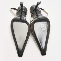 Saint Laurent Amber Green Patent Leather Blake Slingback Pumps Size 37
